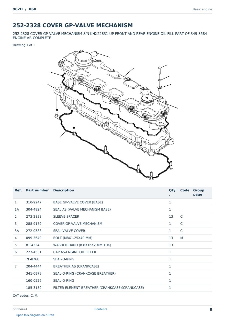 Caterpillar 962H S/N K6K Partsbook SEBP4474 (English) - sample page 8 of 10 Caterpillar 962H S/N K6K Partsbook SEBP4474 (English) - sample page 8 of 10
