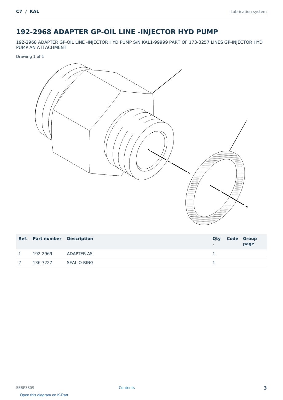 Caterpillar C7 S/N KAL Partsbook SEBP3809 (English) - sample page 3 of 10 Caterpillar C7 S/N KAL Partsbook SEBP3809 (English) - sample page 3 of 10