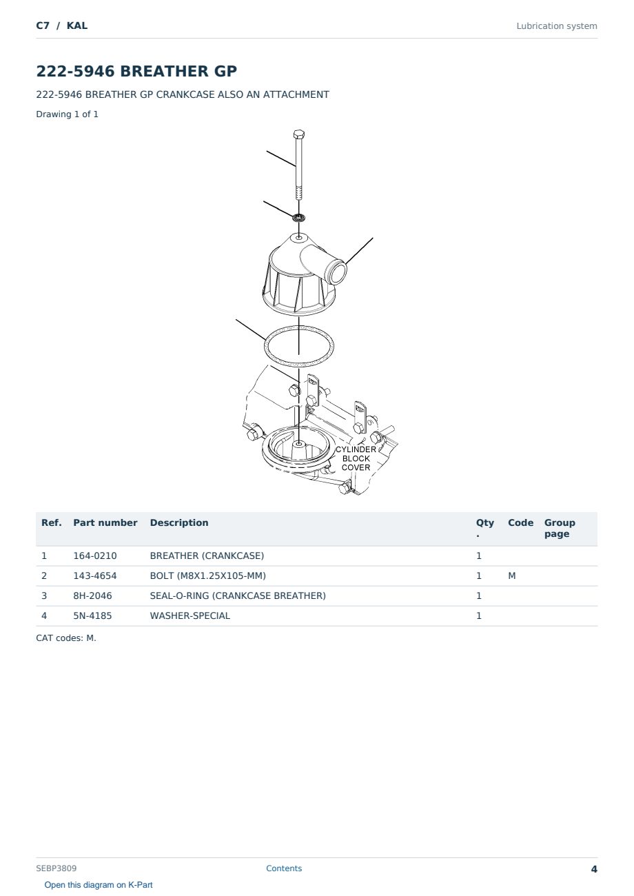 Caterpillar C7 S/N KAL Partsbook SEBP3809 (English) - sample page 4 of 10 Caterpillar C7 S/N KAL Partsbook SEBP3809 (English) - sample page 4 of 10