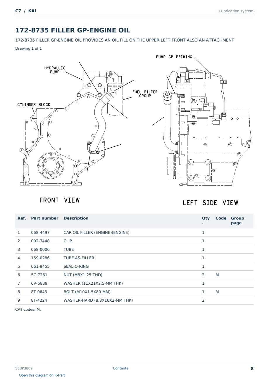 Caterpillar C7 S/N KAL Partsbook SEBP3809 (English) - sample page 8 of 10 Caterpillar C7 S/N KAL Partsbook SEBP3809 (English) - sample page 8 of 10