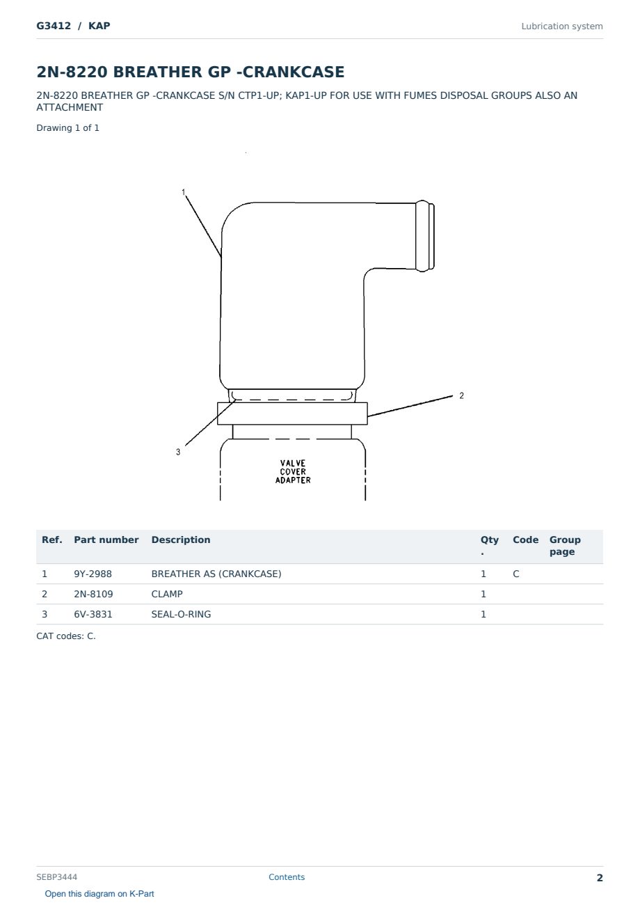 Caterpillar G3412 S/N KAP Partsbook SEBP3444 (English) - sample page 2 of 10 Caterpillar G3412 S/N KAP Partsbook SEBP3444 (English) - sample page 2 of 10