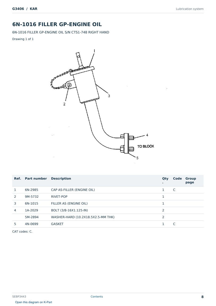 Caterpillar G3406 S/N KAR Partsbook SEBP3443 (English) - sample page 8 of 10 Caterpillar G3406 S/N KAR Partsbook SEBP3443 (English) - sample page 8 of 10