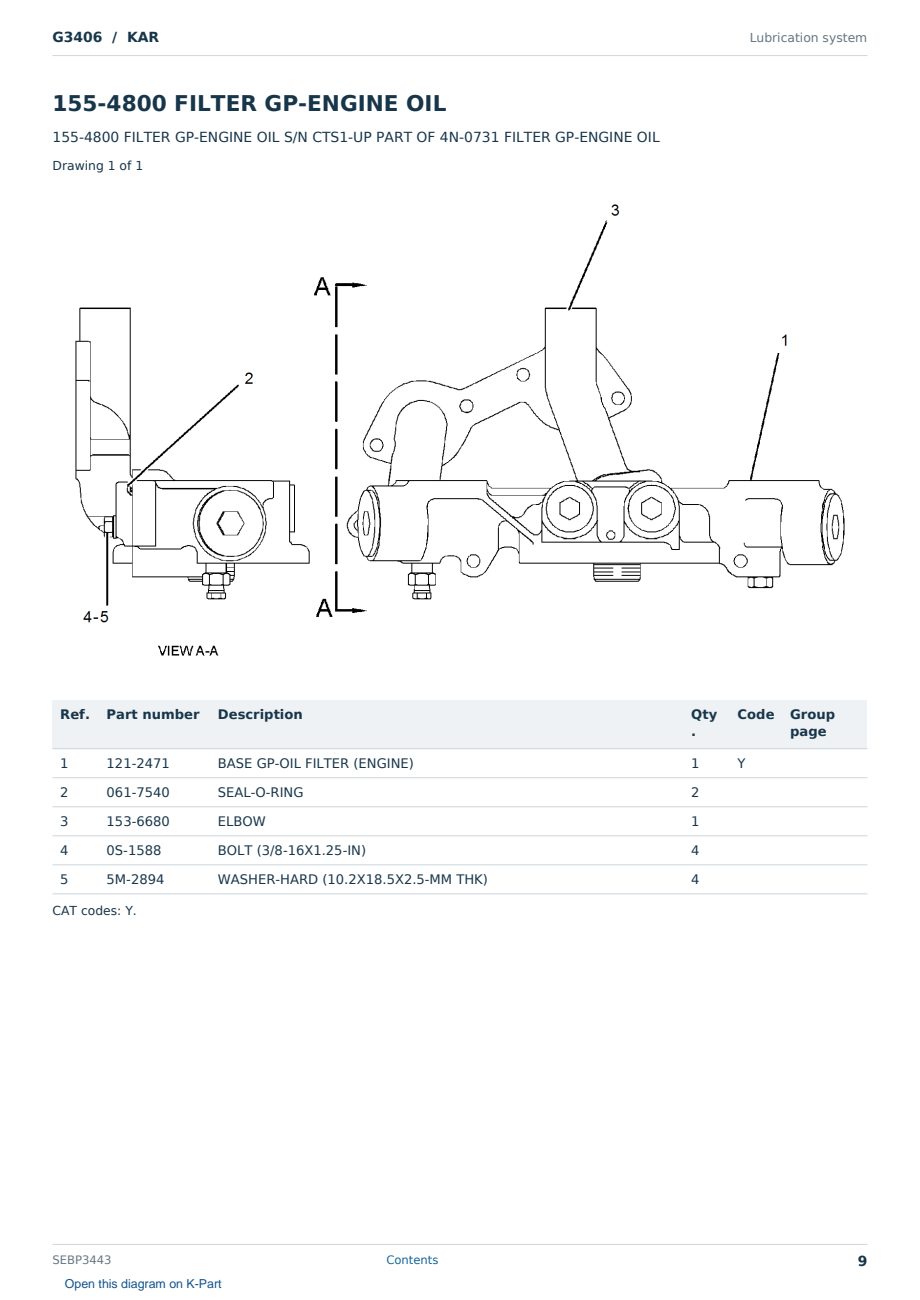 Caterpillar G3406 S/N KAR Partsbook SEBP3443 (English) - sample page 9 of 10 Caterpillar G3406 S/N KAR Partsbook SEBP3443 (English) - sample page 9 of 10