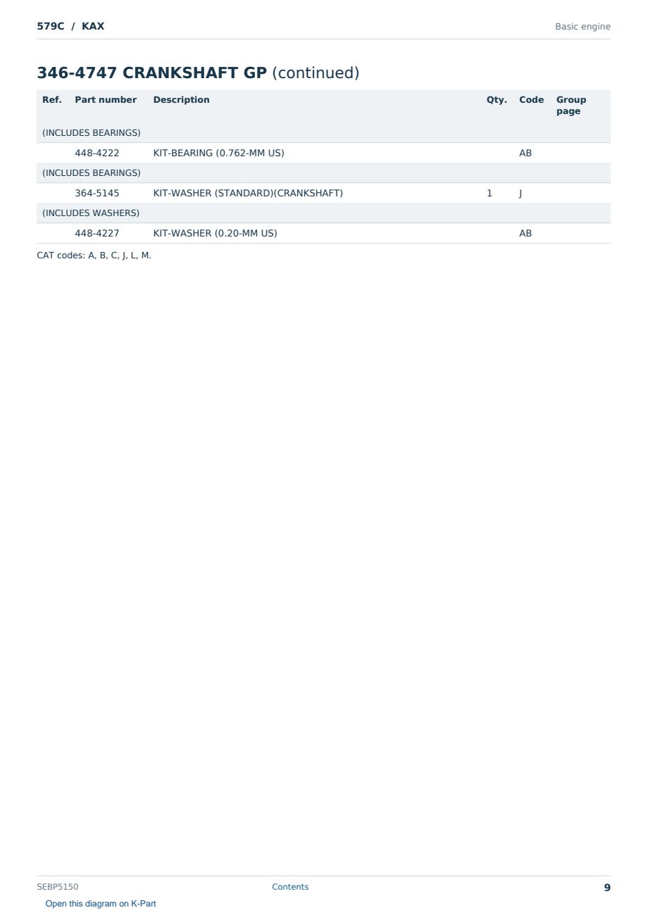 Caterpillar 579C S/N KAX Partsbook SEBP5150 (English) - sample page 9 of 10 Caterpillar 579C S/N KAX Partsbook SEBP5150 (English) - sample page 9 of 10