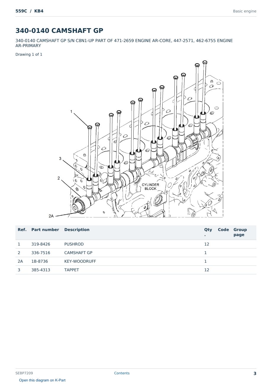 Caterpillar 559C S/N KB4 Partsbook SEBP7209 (English) - sample page 3 of 10 Caterpillar 559C S/N KB4 Partsbook SEBP7209 (English) - sample page 3 of 10