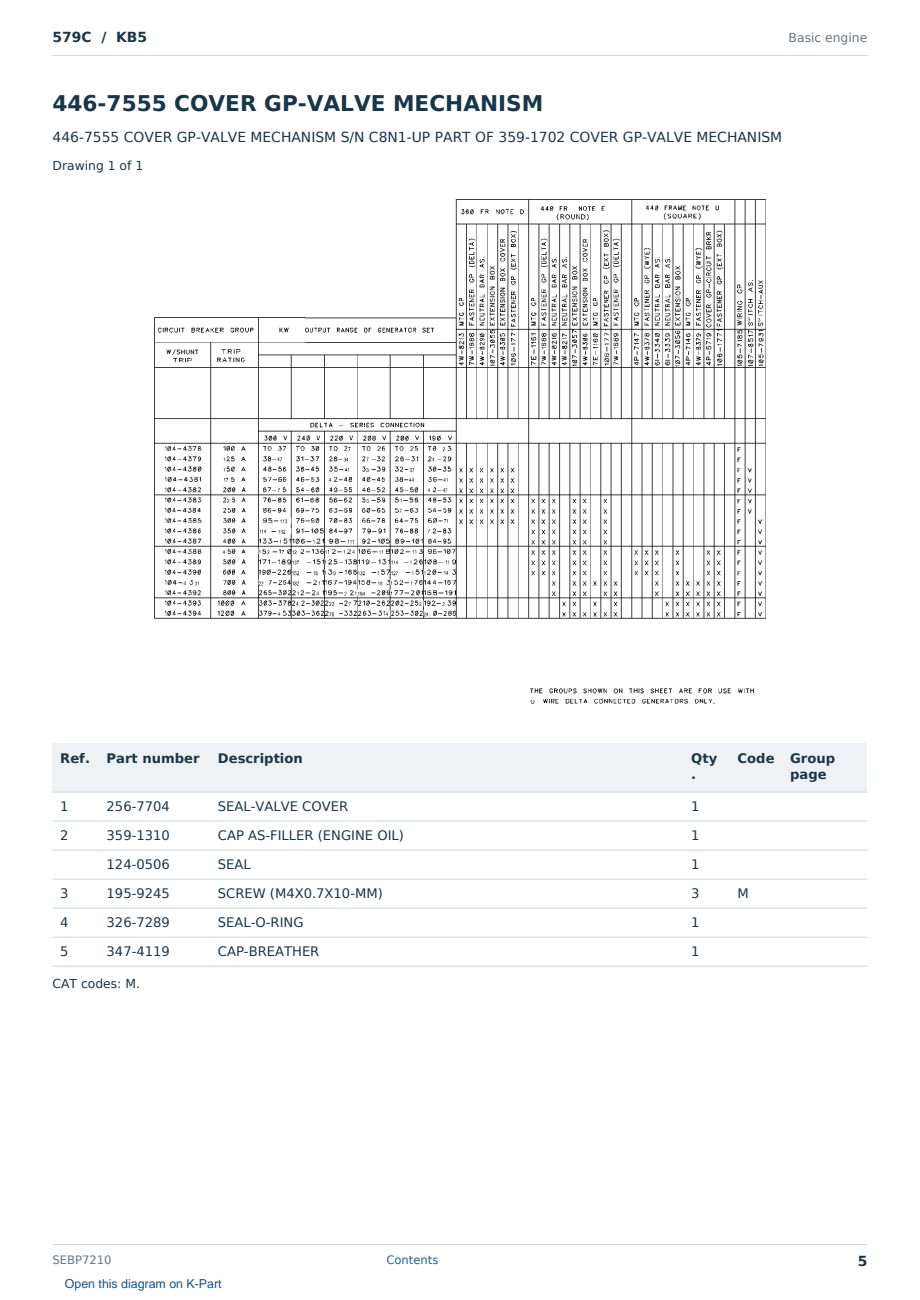 Caterpillar 579C S/N KB5 Partsbook SEBP7210 (English) - sample page 5 of 10 Caterpillar 579C S/N KB5 Partsbook SEBP7210 (English) - sample page 5 of 10