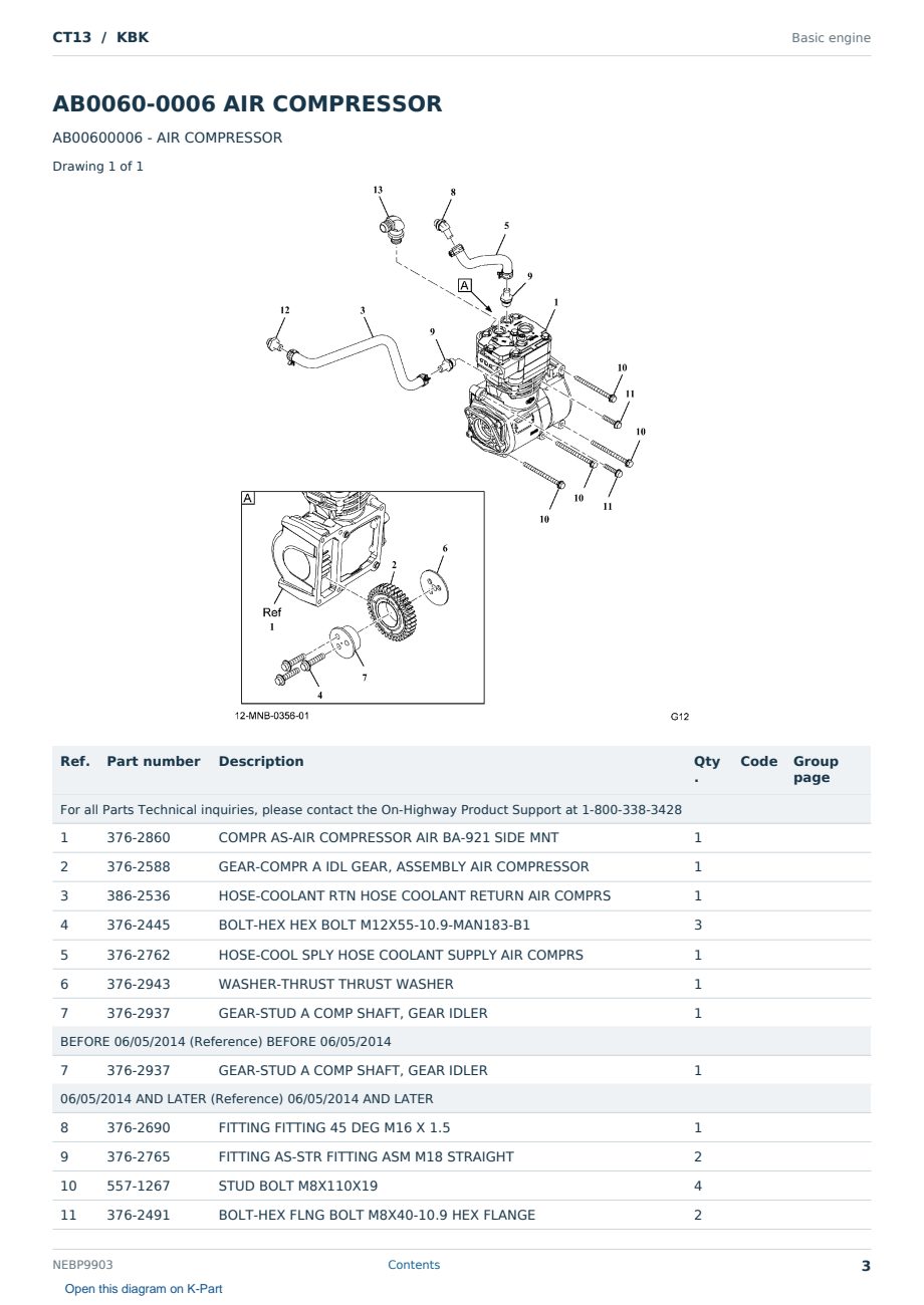 Caterpillar CT13 S/N KBK Partsbook NEBP9903 (English) - sample page 3 of 10 Caterpillar CT13 S/N KBK Partsbook NEBP9903 (English) - sample page 3 of 10