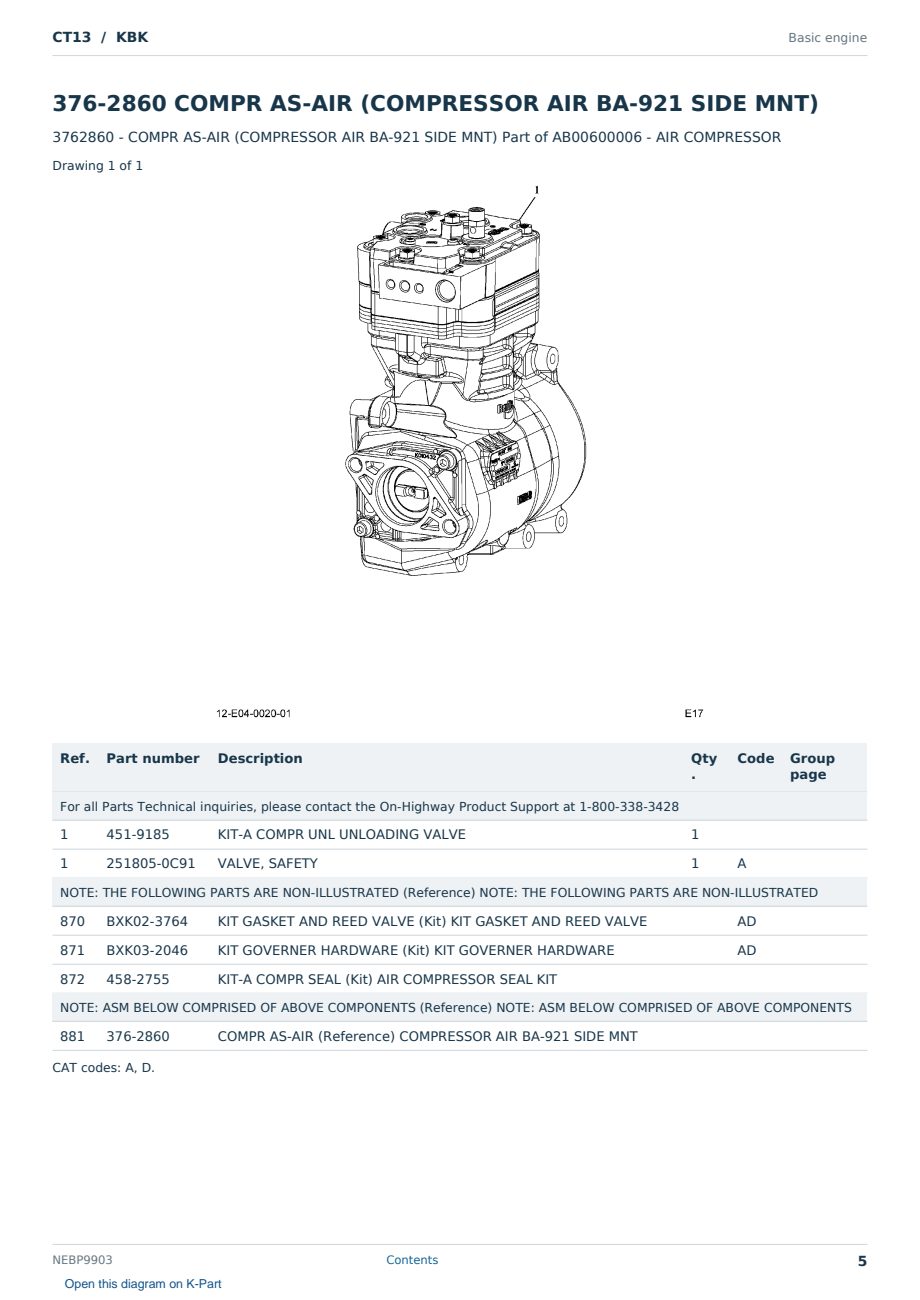 Caterpillar CT13 S/N KBK Partsbook NEBP9903 (English) - sample page 5 of 10 Caterpillar CT13 S/N KBK Partsbook NEBP9903 (English) - sample page 5 of 10