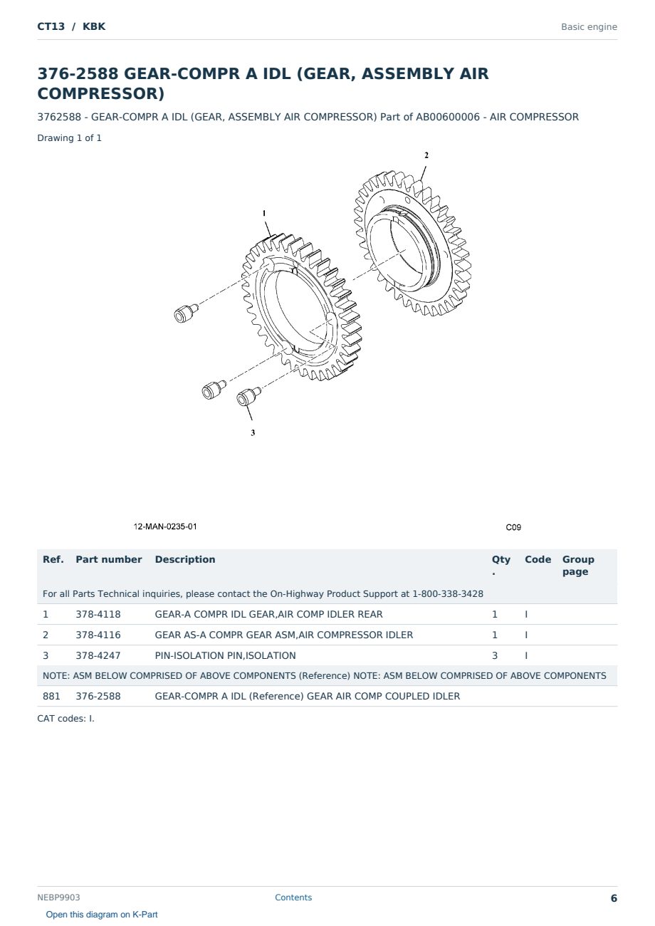 Caterpillar CT13 S/N KBK Partsbook NEBP9903 (English) - sample page 6 of 10 Caterpillar CT13 S/N KBK Partsbook NEBP9903 (English) - sample page 6 of 10