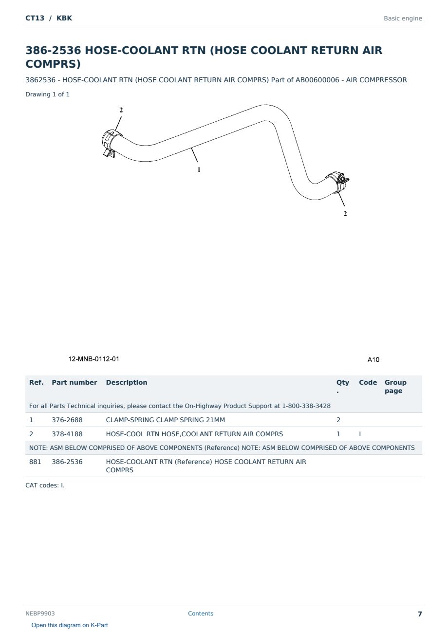 Caterpillar CT13 S/N KBK Partsbook NEBP9903 (English) - sample page 7 of 10 Caterpillar CT13 S/N KBK Partsbook NEBP9903 (English) - sample page 7 of 10