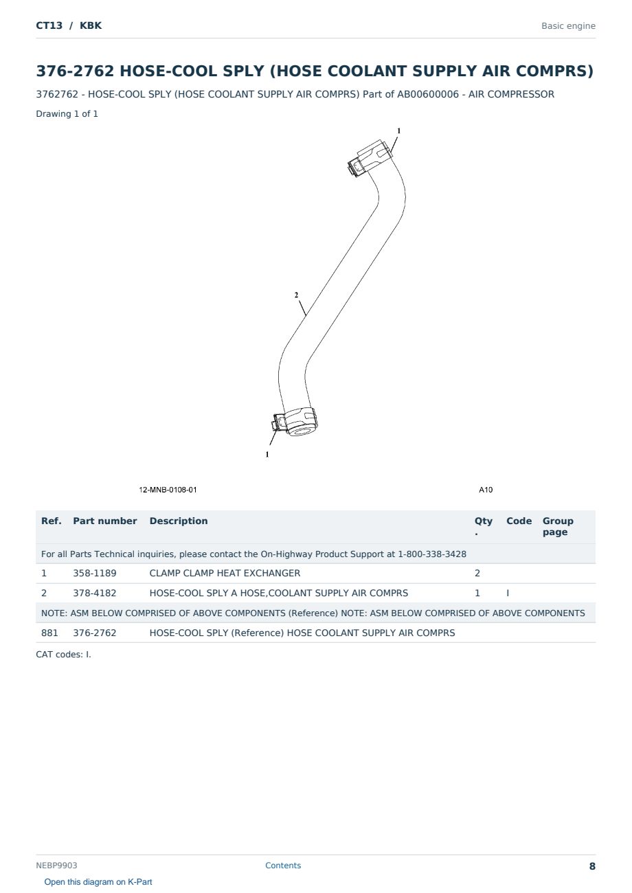 Caterpillar CT13 S/N KBK Partsbook NEBP9903 (English) - sample page 8 of 10 Caterpillar CT13 S/N KBK Partsbook NEBP9903 (English) - sample page 8 of 10