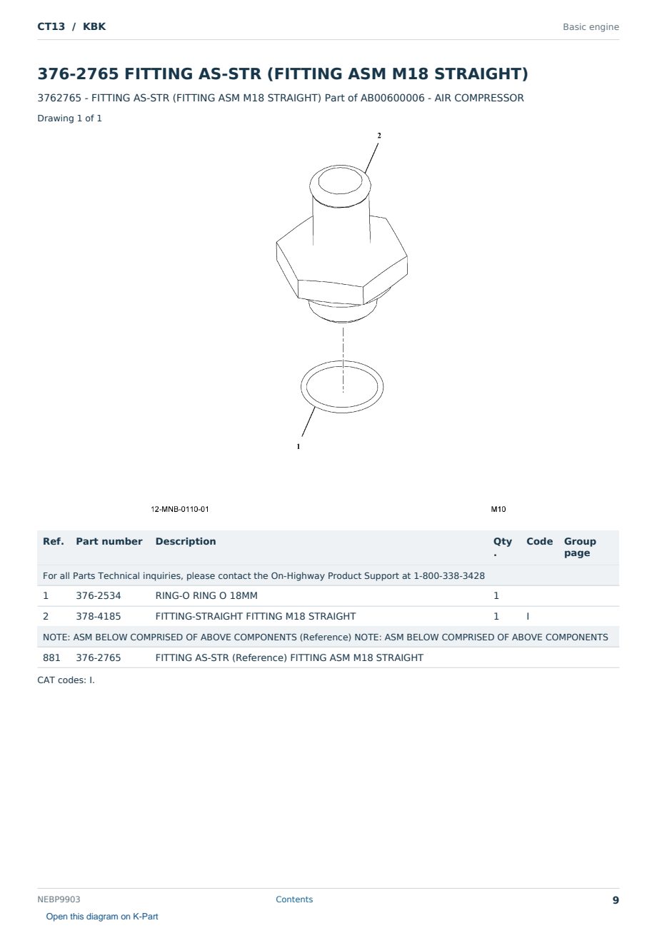 Caterpillar CT13 S/N KBK Partsbook NEBP9903 (English) - sample page 9 of 10 Caterpillar CT13 S/N KBK Partsbook NEBP9903 (English) - sample page 9 of 10