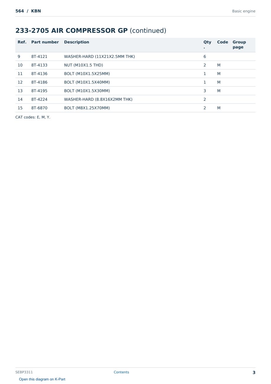 Caterpillar 564 S/N KBN Partsbook SEBP3311 (English) - sample page 3 of 10 Caterpillar 564 S/N KBN Partsbook SEBP3311 (English) - sample page 3 of 10