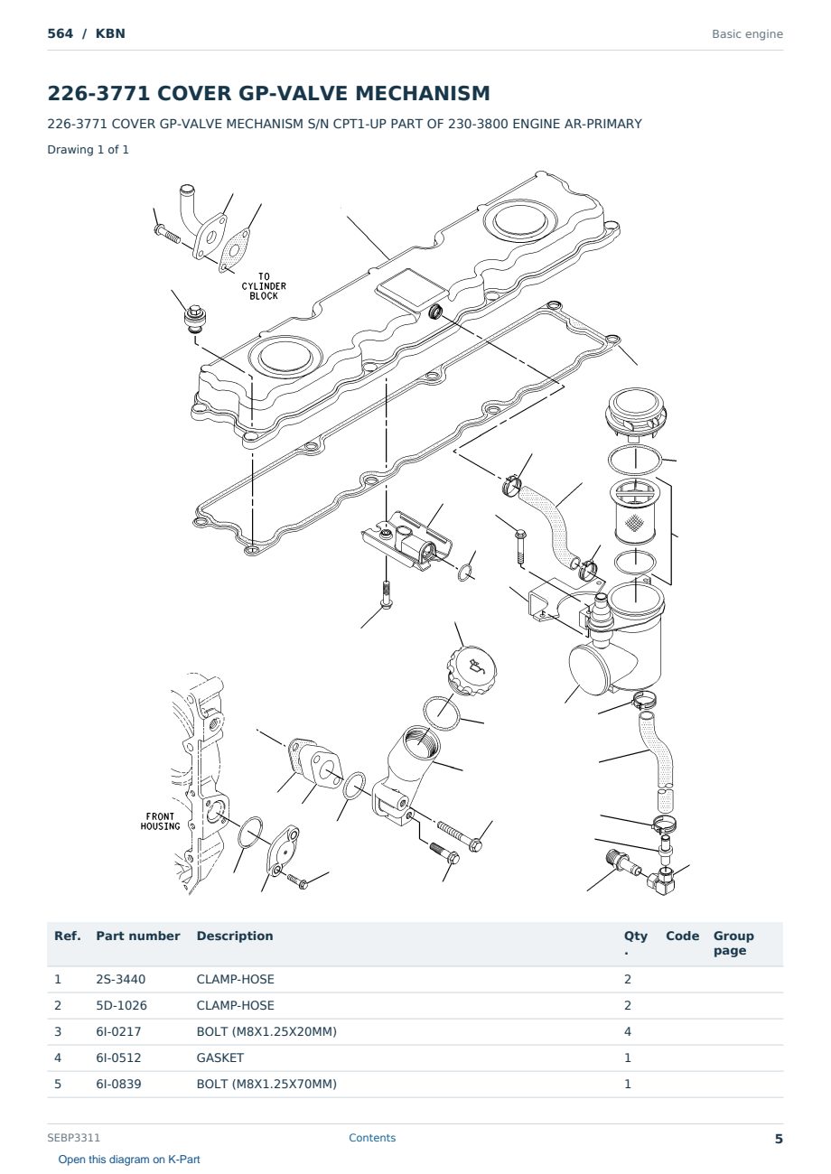 Caterpillar 564 S/N KBN Partsbook SEBP3311 (English) - sample page 5 of 10 Caterpillar 564 S/N KBN Partsbook SEBP3311 (English) - sample page 5 of 10