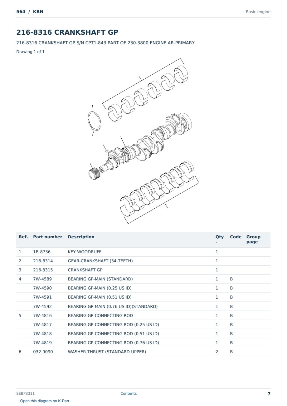 Caterpillar 564 S/N KBN Partsbook SEBP3311 (English) - sample page 7 of 10 Caterpillar 564 S/N KBN Partsbook SEBP3311 (English) - sample page 7 of 10