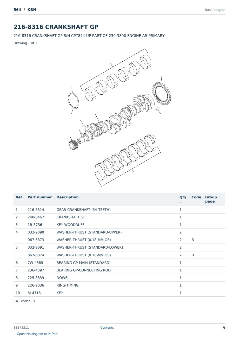 Caterpillar 564 S/N KBN Partsbook SEBP3311 (English) - sample page 9 of 10 Caterpillar 564 S/N KBN Partsbook SEBP3311 (English) - sample page 9 of 10
