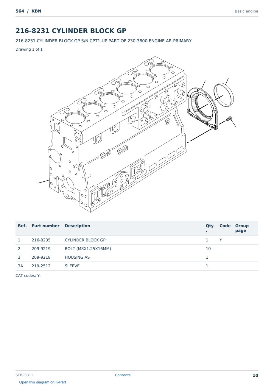 Caterpillar 564 S/N KBN Partsbook SEBP3311 (English) - sample page 10 of 10 Caterpillar 564 S/N KBN Partsbook SEBP3311 (English) - sample page 10 of 10