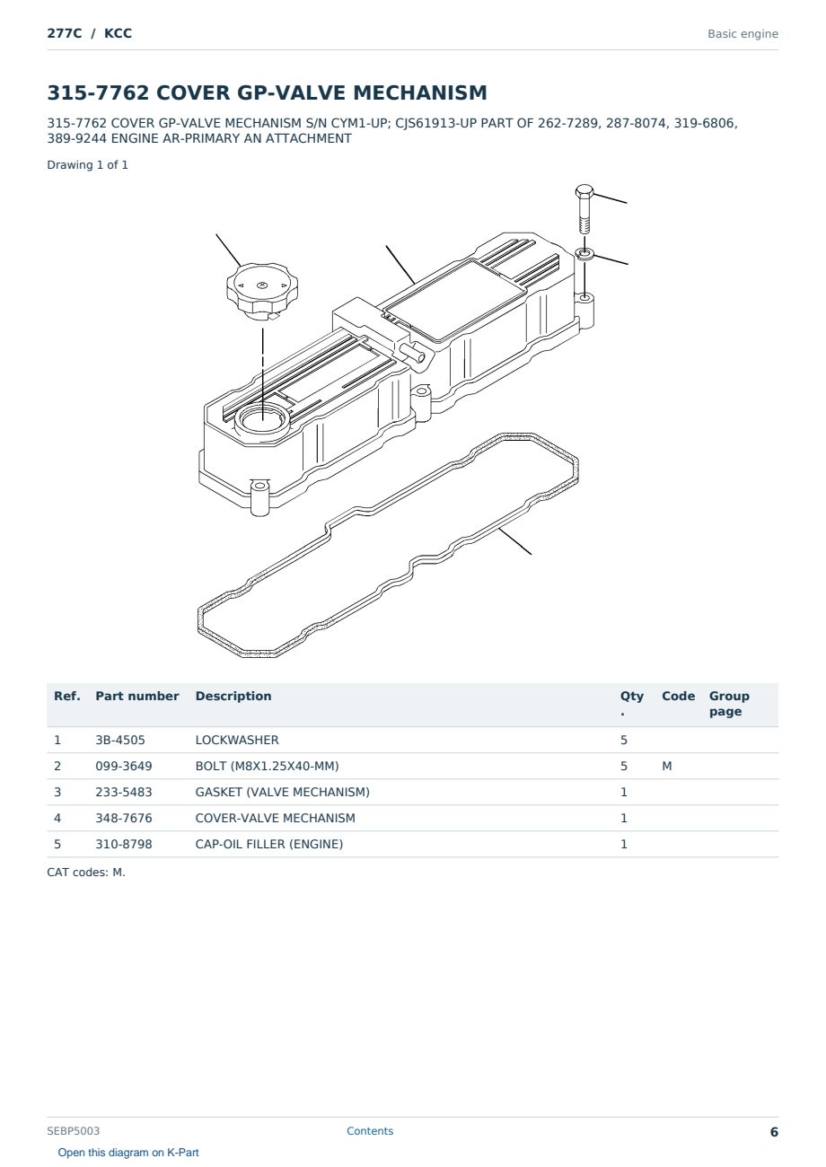 Caterpillar 277C S/N KCC Partsbook SEBP5003 (English) - sample page 6 of 10 Caterpillar 277C S/N KCC Partsbook SEBP5003 (English) - sample page 6 of 10