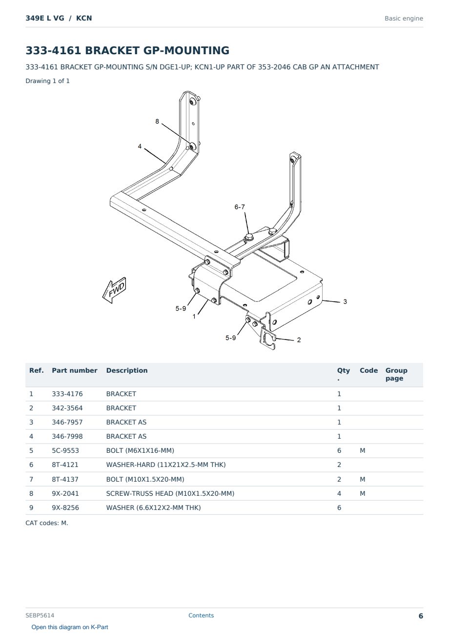 Caterpillar 349E L VG S/N KCN Partsbook SEBP5614 (English) - sample page 6 of 10 Caterpillar 349E L VG S/N KCN Partsbook SEBP5614 (English) - sample page 6 of 10