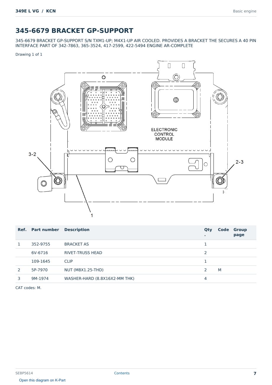 Caterpillar 349E L VG S/N KCN Partsbook SEBP5614 (English) - sample page 7 of 10 Caterpillar 349E L VG S/N KCN Partsbook SEBP5614 (English) - sample page 7 of 10