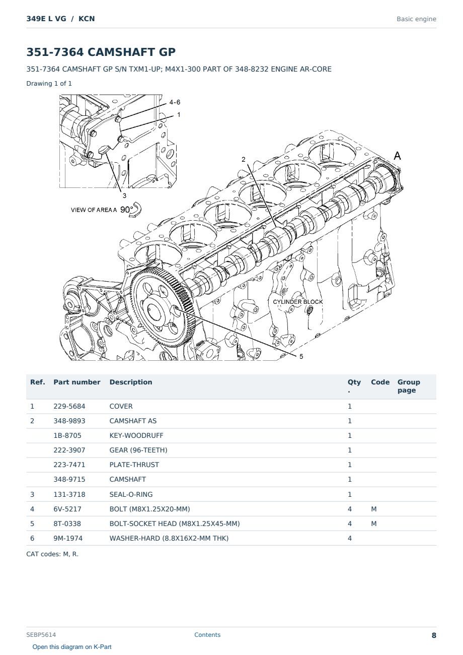 Caterpillar 349E L VG S/N KCN Partsbook SEBP5614 (English) - sample page 8 of 10 Caterpillar 349E L VG S/N KCN Partsbook SEBP5614 (English) - sample page 8 of 10
