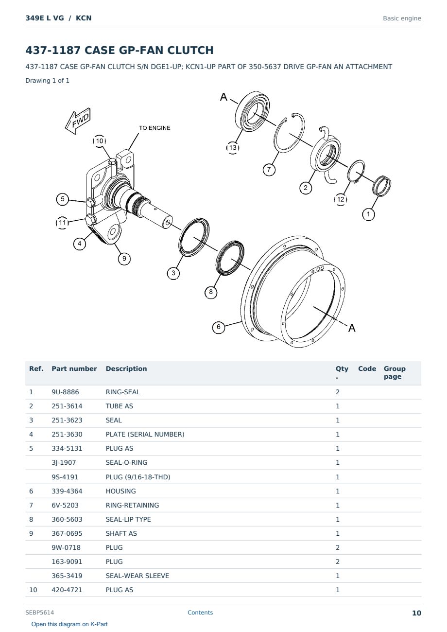 Caterpillar 349E L VG S/N KCN Partsbook SEBP5614 (English) - sample page 10 of 10 Caterpillar 349E L VG S/N KCN Partsbook SEBP5614 (English) - sample page 10 of 10