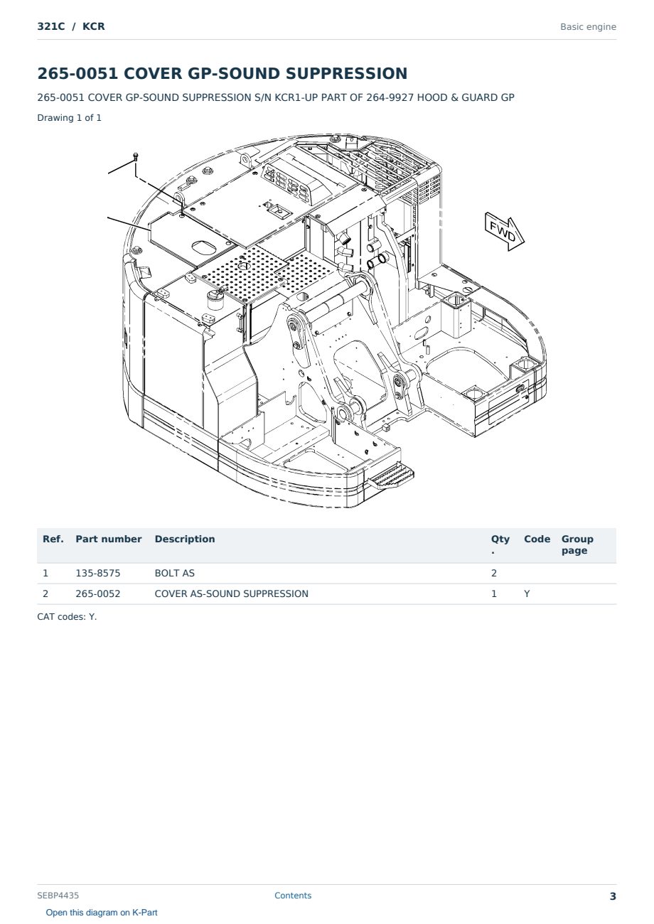 Caterpillar 321C S/N KCR Partsbook SEBP4435 (English) - sample page 3 of 10 Caterpillar 321C S/N KCR Partsbook SEBP4435 (English) - sample page 3 of 10