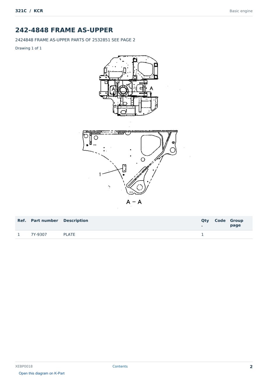 Caterpillar 321C S/N KCR Partsbook XEBP0018 (English) - sample page 2 of 10 Caterpillar 321C S/N KCR Partsbook XEBP0018 (English) - sample page 2 of 10