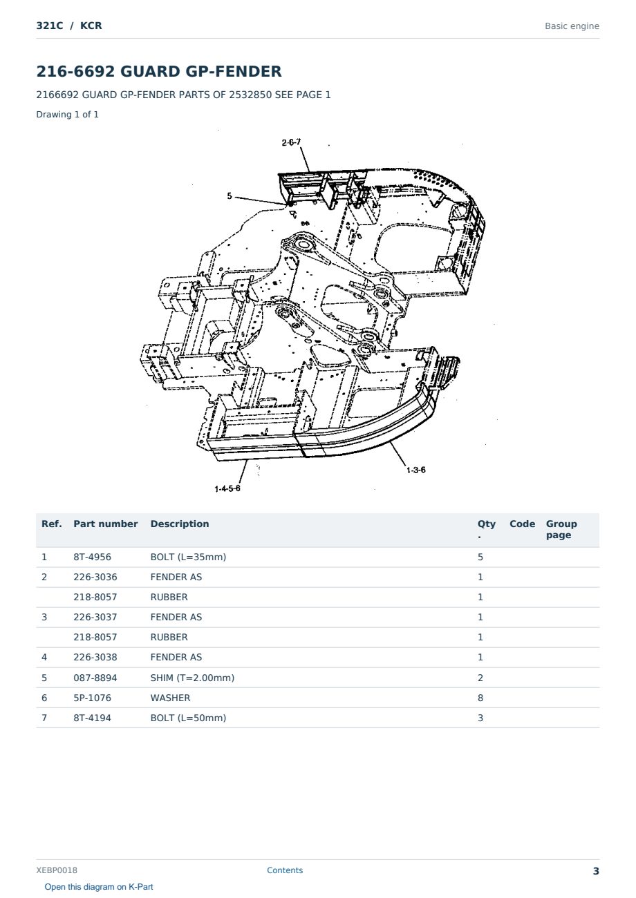 Caterpillar 321C S/N KCR Partsbook XEBP0018 (English) - sample page 3 of 10 Caterpillar 321C S/N KCR Partsbook XEBP0018 (English) - sample page 3 of 10