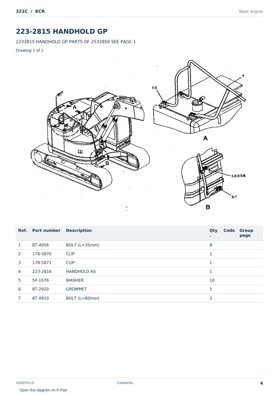 Caterpillar 321C S/N KCR Partsbook XEBP0018 (English) - sample page 4 of 10 Caterpillar 321C S/N KCR Partsbook XEBP0018 (English) - sample page 4 of 10