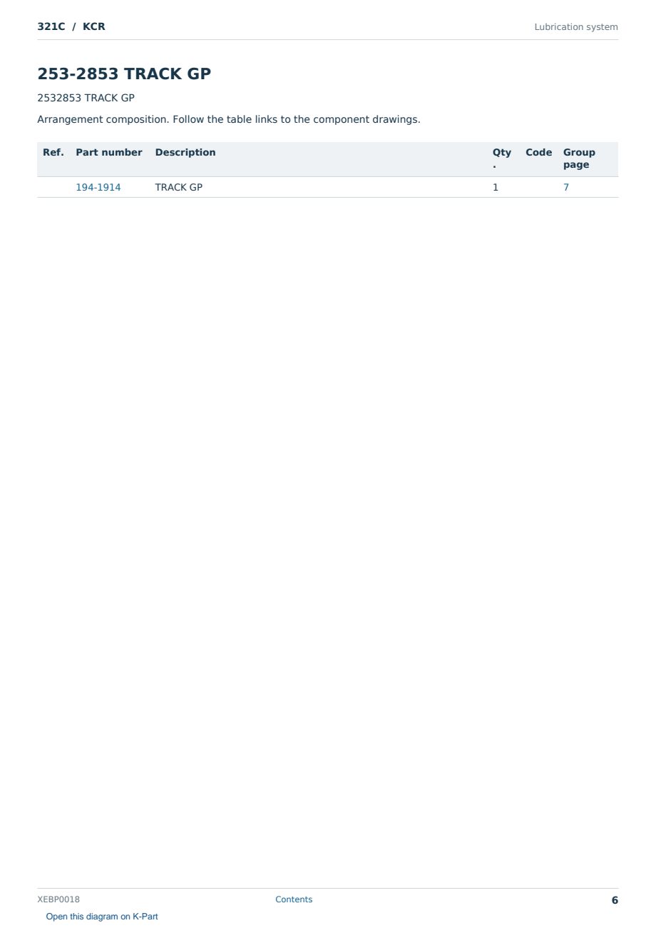 Caterpillar 321C S/N KCR Partsbook XEBP0018 (English) - sample page 6 of 10 Caterpillar 321C S/N KCR Partsbook XEBP0018 (English) - sample page 6 of 10