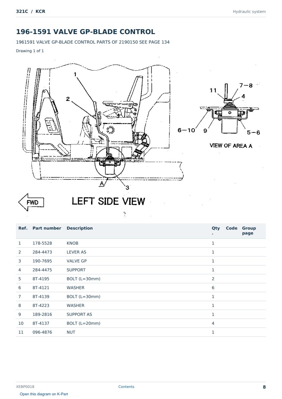 Caterpillar 321C S/N KCR Partsbook XEBP0018 (English) - sample page 8 of 10 Caterpillar 321C S/N KCR Partsbook XEBP0018 (English) - sample page 8 of 10