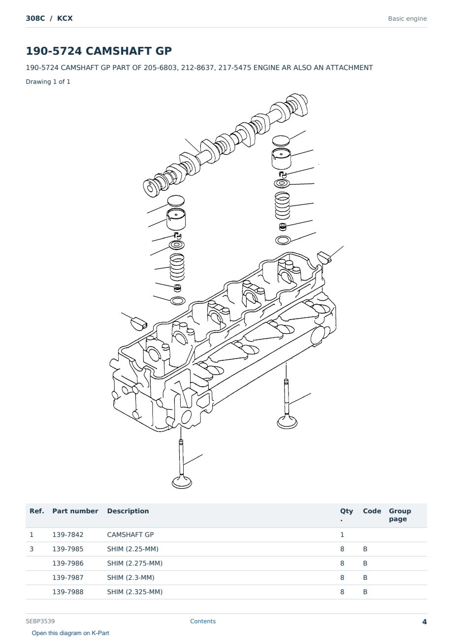 Caterpillar 308C S/N KCX Partsbook SEBP3539 (English) - sample page 4 of 10 Caterpillar 308C S/N KCX Partsbook SEBP3539 (English) - sample page 4 of 10