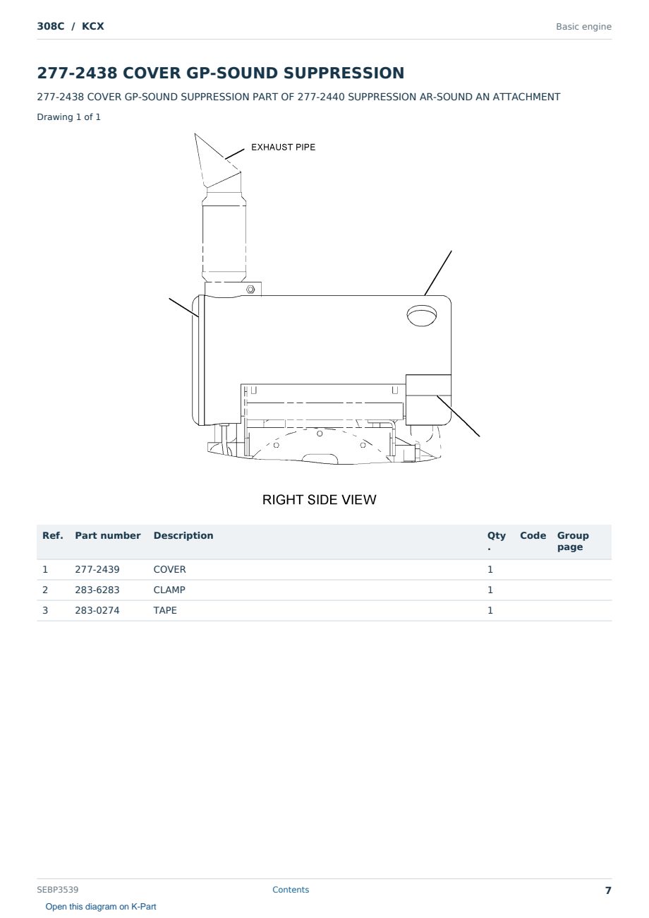 Caterpillar 308C S/N KCX Partsbook SEBP3539 (English) - sample page 7 of 10 Caterpillar 308C S/N KCX Partsbook SEBP3539 (English) - sample page 7 of 10