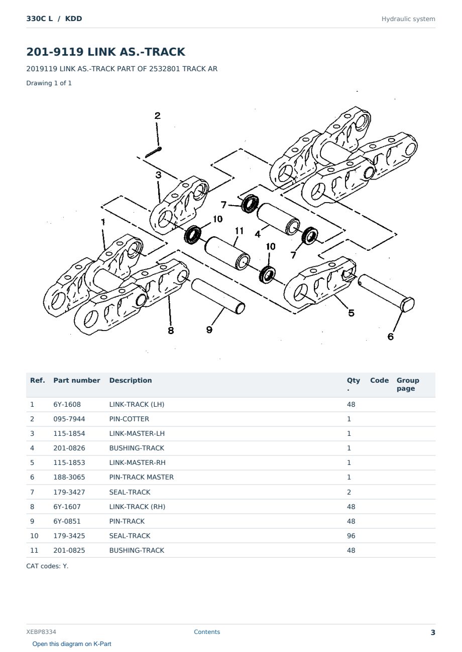 Caterpillar 330C L S/N KDD Partsbook XEBP8334 (English) - sample page 3 of 3 Caterpillar 330C L S/N KDD Partsbook XEBP8334 (English) - sample page 3 of 3