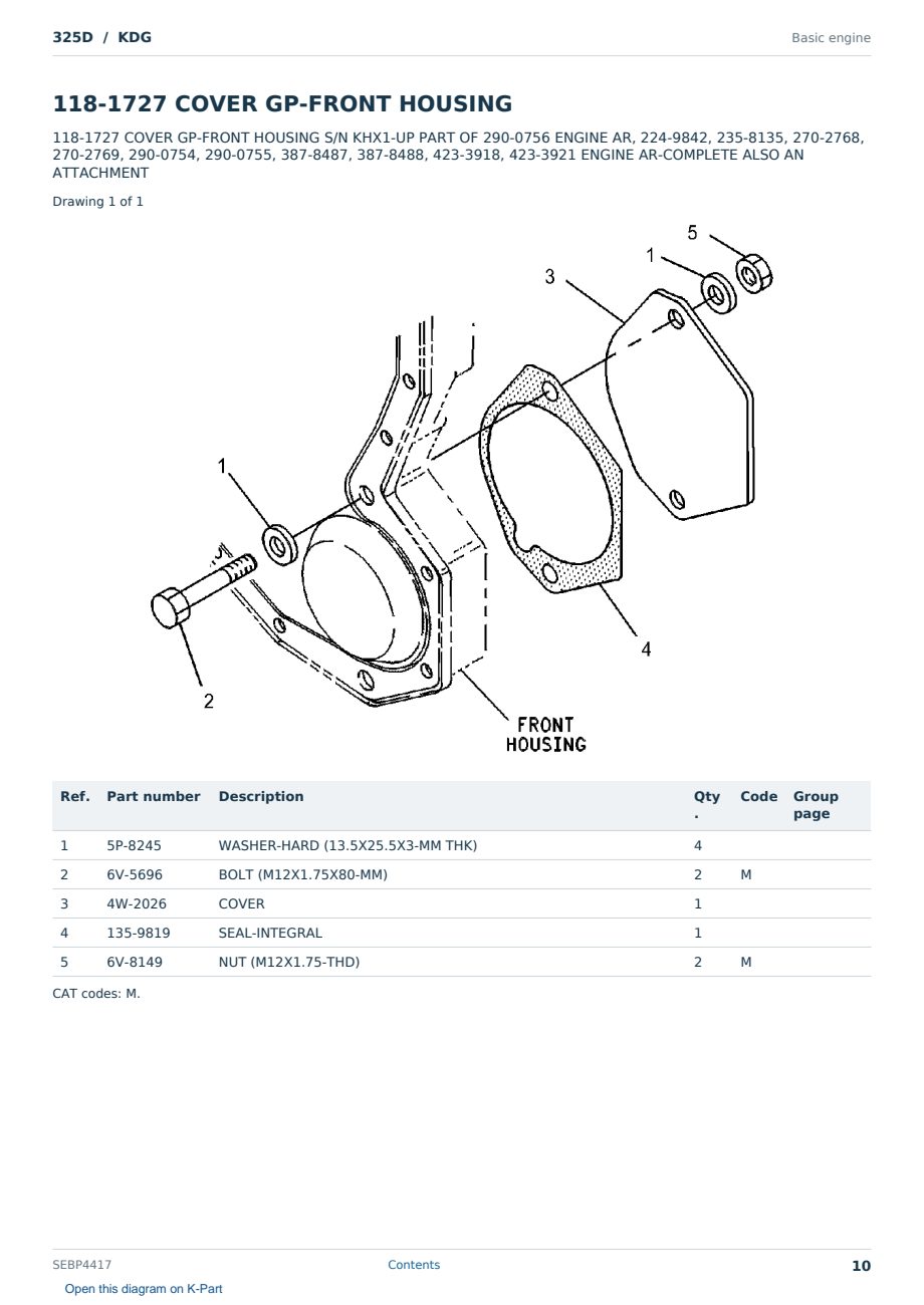 Caterpillar 325D S/N KDG Partsbook SEBP4417 (English) - sample page 10 of 10 Caterpillar 325D S/N KDG Partsbook SEBP4417 (English) - sample page 10 of 10