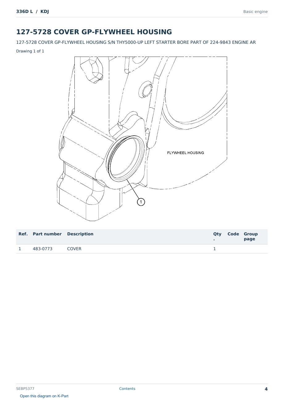 Caterpillar 336D L S/N KDJ Partsbook SEBP5377 (English) - sample page 4 of 10 Caterpillar 336D L S/N KDJ Partsbook SEBP5377 (English) - sample page 4 of 10