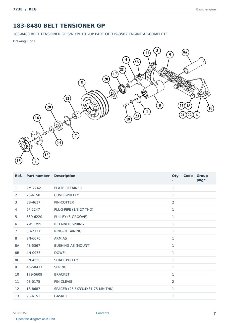 Caterpillar 773E S/N KEG Partsbook SEBP6357 (English) - sample page 7 of 10 Caterpillar 773E S/N KEG Partsbook SEBP6357 (English) - sample page 7 of 10