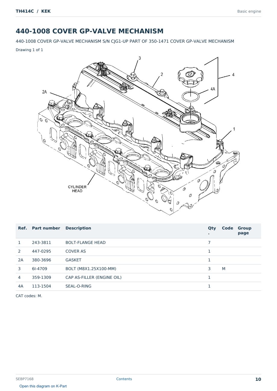 Caterpillar TH414C S/N KEK Partsbook SEBP7168 (English) - sample page 10 of 10 Caterpillar TH414C S/N KEK Partsbook SEBP7168 (English) - sample page 10 of 10