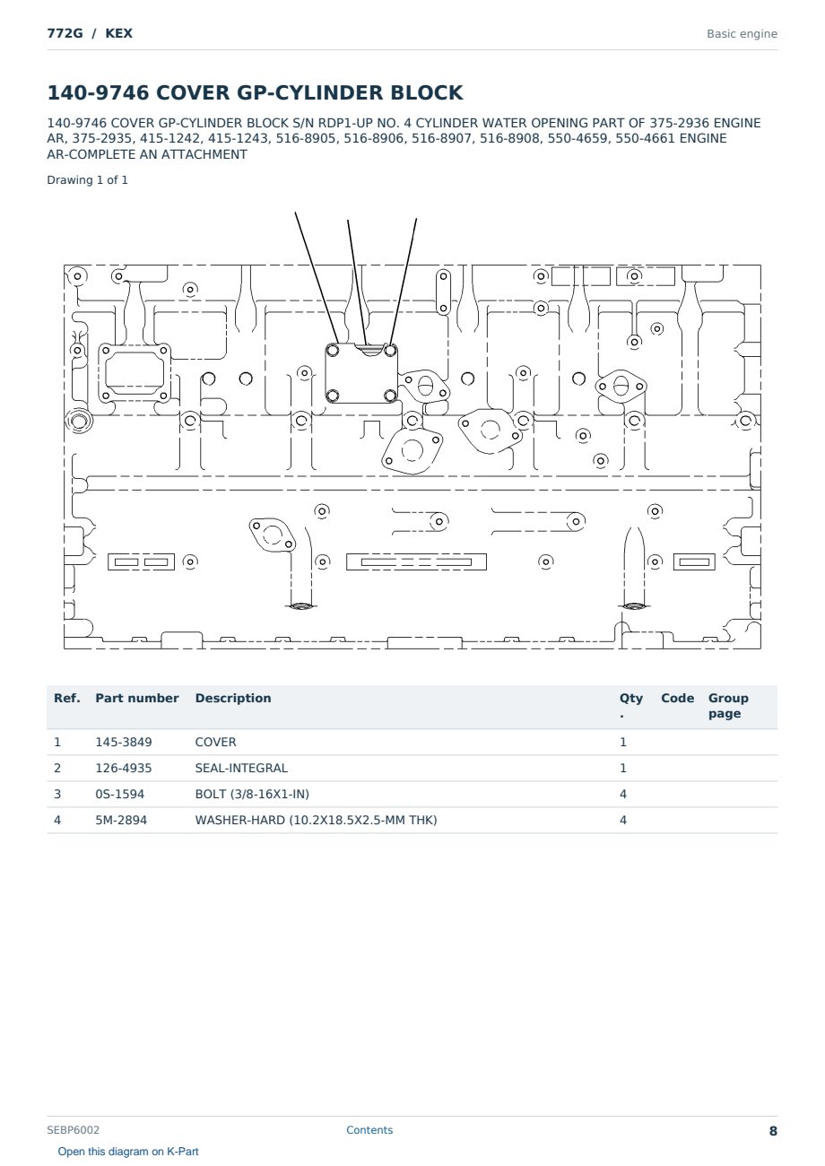 Caterpillar 772G S/N KEX Partsbook SEBP6002 (English) - sample page 8 of 10 Caterpillar 772G S/N KEX Partsbook SEBP6002 (English) - sample page 8 of 10