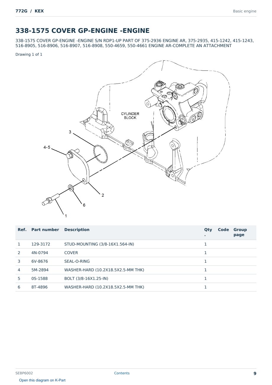 Caterpillar 772G S/N KEX Partsbook SEBP6002 (English) - sample page 9 of 10 Caterpillar 772G S/N KEX Partsbook SEBP6002 (English) - sample page 9 of 10