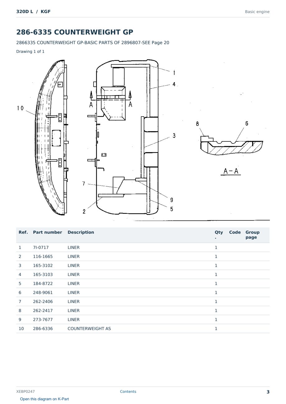 Caterpillar 320D L S/N KGF Partsbook XEBP0247 (English) - sample page 3 of 10 Caterpillar 320D L S/N KGF Partsbook XEBP0247 (English) - sample page 3 of 10