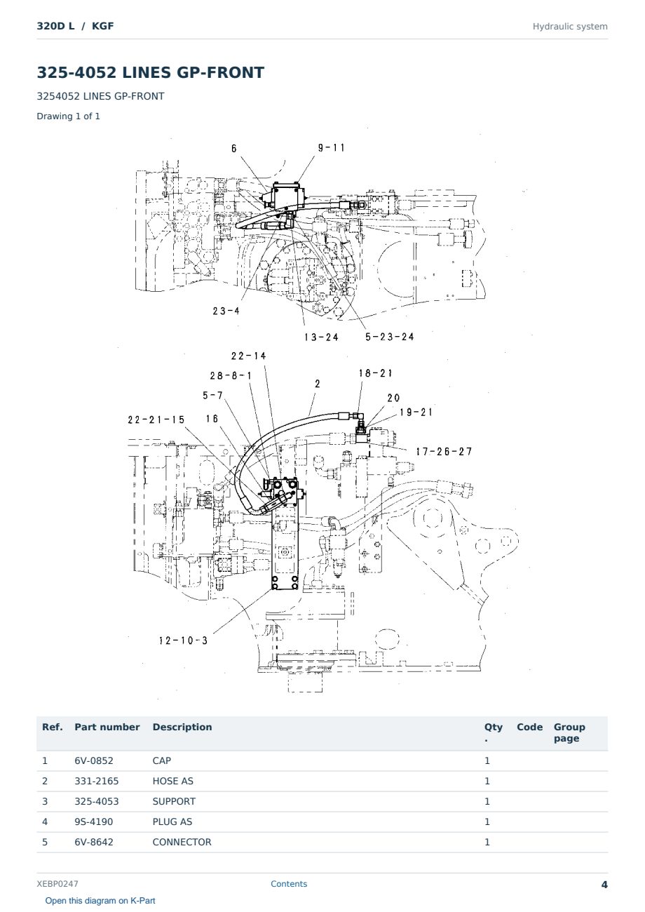 Caterpillar 320D L S/N KGF Partsbook XEBP0247 (English) - sample page 4 of 10 Caterpillar 320D L S/N KGF Partsbook XEBP0247 (English) - sample page 4 of 10