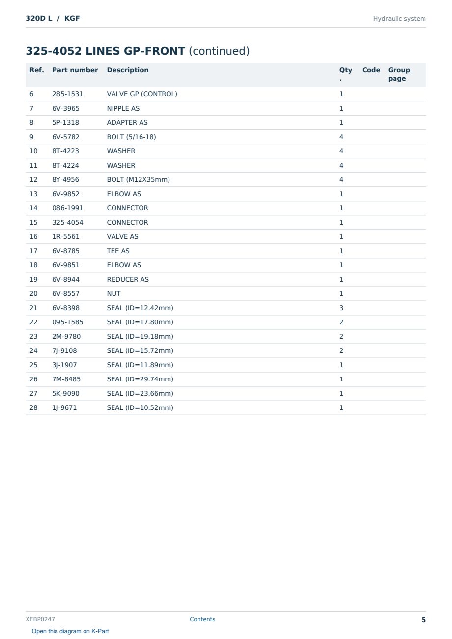 Caterpillar 320D L S/N KGF Partsbook XEBP0247 (English) - sample page 5 of 10 Caterpillar 320D L S/N KGF Partsbook XEBP0247 (English) - sample page 5 of 10