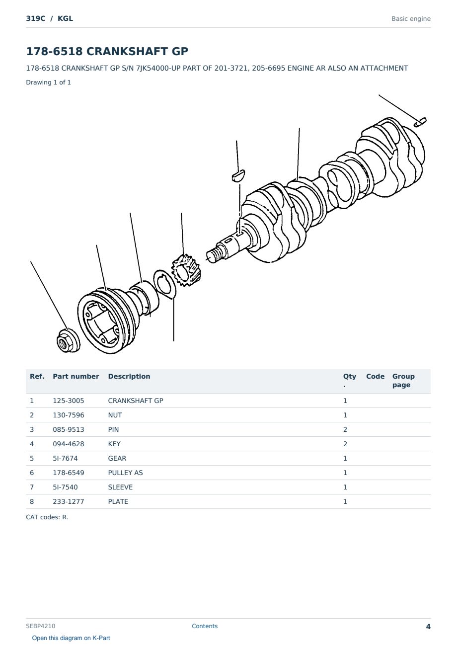 Caterpillar 319C S/N KGL Partsbook SEBP4210 (English) - sample page 4 of 10 Caterpillar 319C S/N KGL Partsbook SEBP4210 (English) - sample page 4 of 10