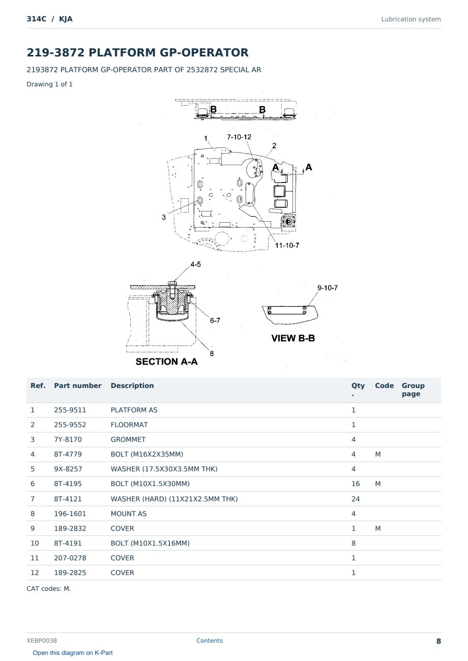 Caterpillar 314C S/N KJA Partsbook XEBP0038 (English) - sample page 8 of 10 Caterpillar 314C S/N KJA Partsbook XEBP0038 (English) - sample page 8 of 10