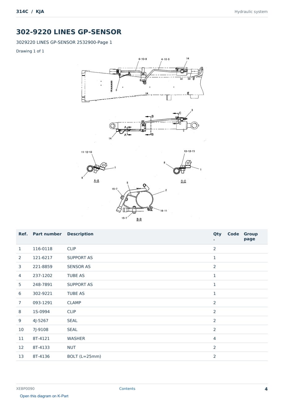 Caterpillar 314C S/N KJA Partsbook XEBP0090 (English) - sample page 4 of 10 Caterpillar 314C S/N KJA Partsbook XEBP0090 (English) - sample page 4 of 10