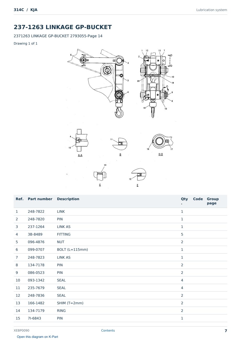 Caterpillar 314C S/N KJA Partsbook XEBP0090 (English) - sample page 7 of 10 Caterpillar 314C S/N KJA Partsbook XEBP0090 (English) - sample page 7 of 10