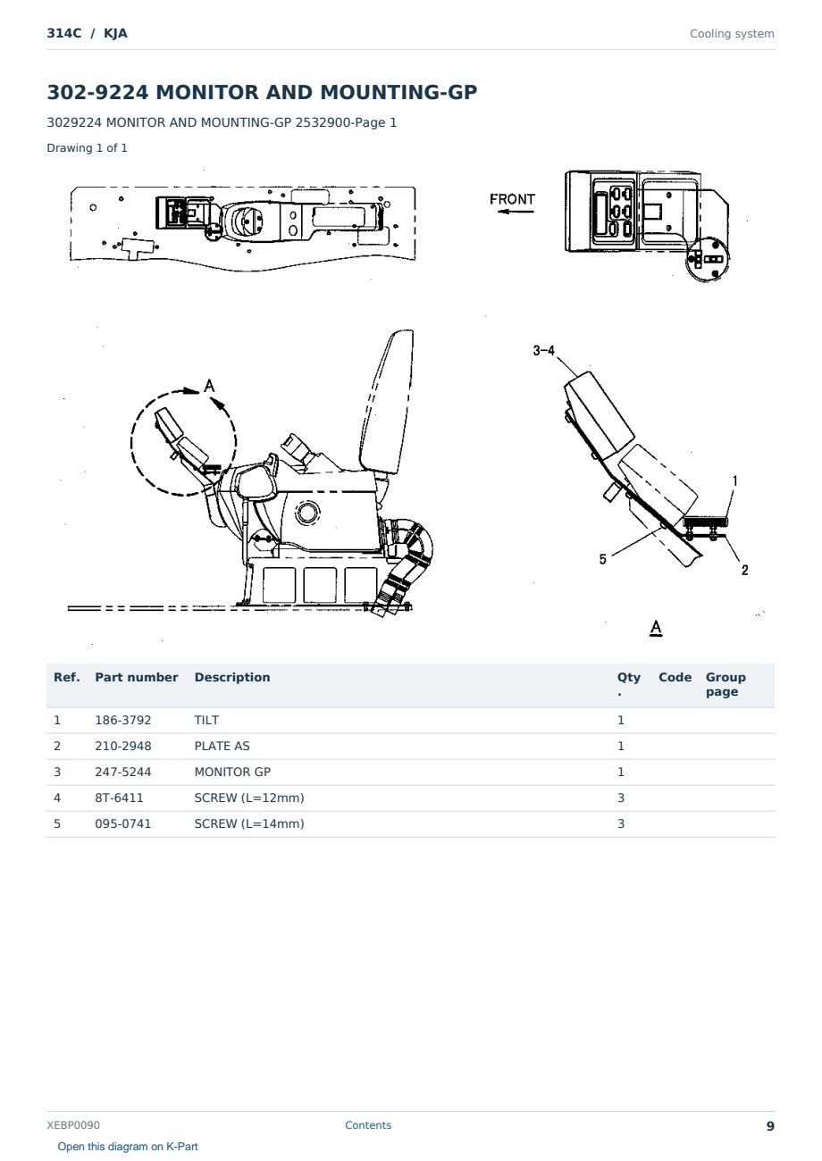 Caterpillar 314C S/N KJA Partsbook XEBP0090 (English) - sample page 9 of 10 Caterpillar 314C S/N KJA Partsbook XEBP0090 (English) - sample page 9 of 10