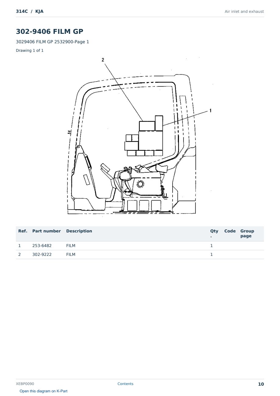 Caterpillar 314C S/N KJA Partsbook XEBP0090 (English) - sample page 10 of 10 Caterpillar 314C S/N KJA Partsbook XEBP0090 (English) - sample page 10 of 10